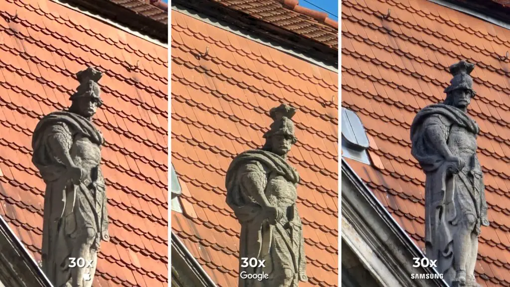 Telephoto lens image comparison of Google Pixel, iPhone, and Samsung Galaxy