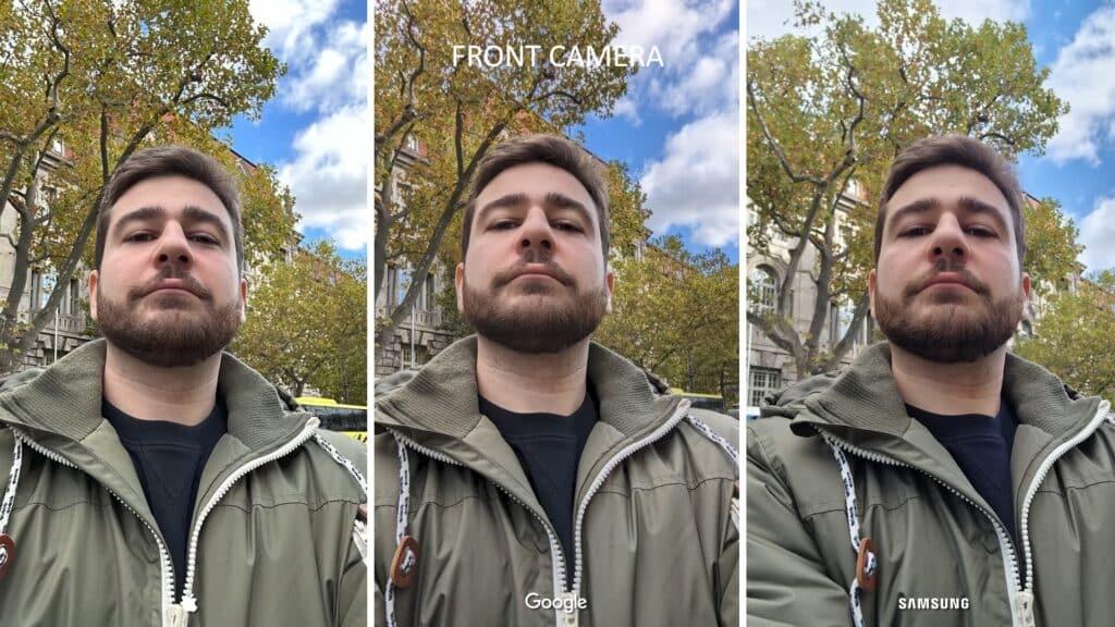 Front Camera image comparison of Google Pixel, iPhone, and Samsung Galaxy