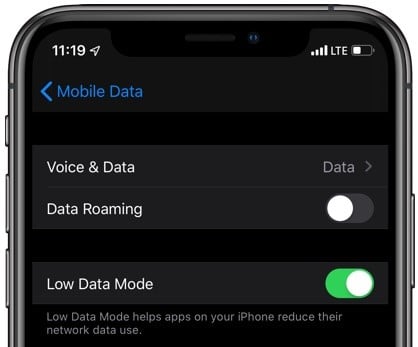 iphone low data mode